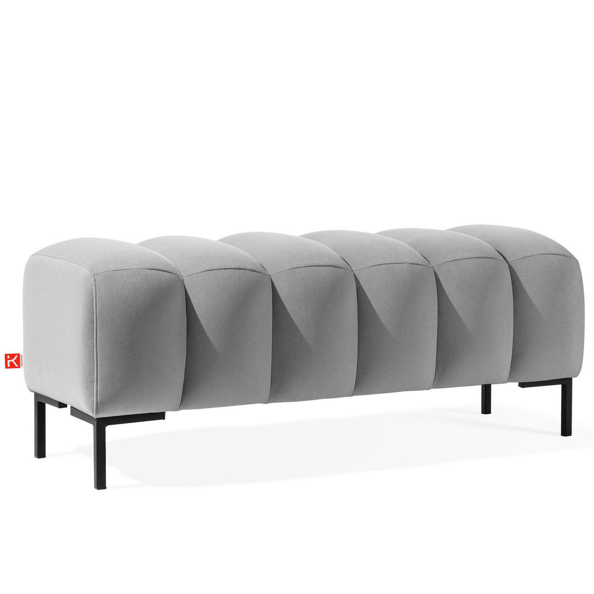 SITZHOCKER Polsterhocker PECCO, Veloursstoff - Hellgrau/Schwarz, Holz/Textil (120/50/50cm) - KONSIMO®