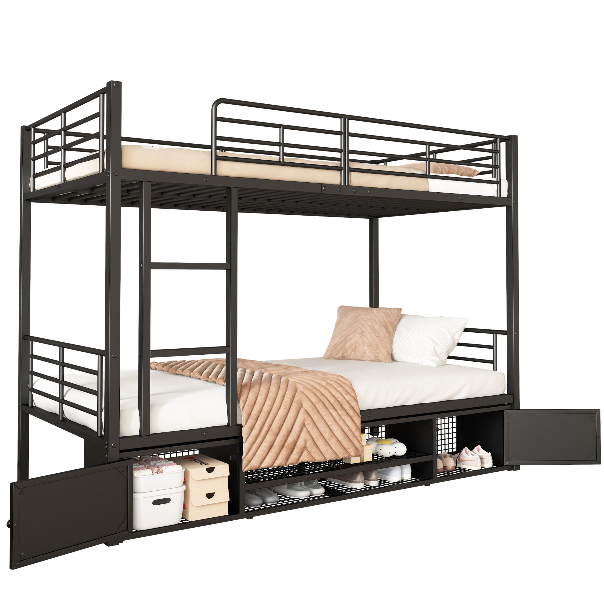 Beauniv Etagenbett Schwarz 90x200 cm