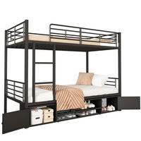 ETAGENBETT mit Schuhregal und 2 Schränken 90x200 cm Metall Schwarz - Schwarz, Metall (90/200cm) - Beauniv