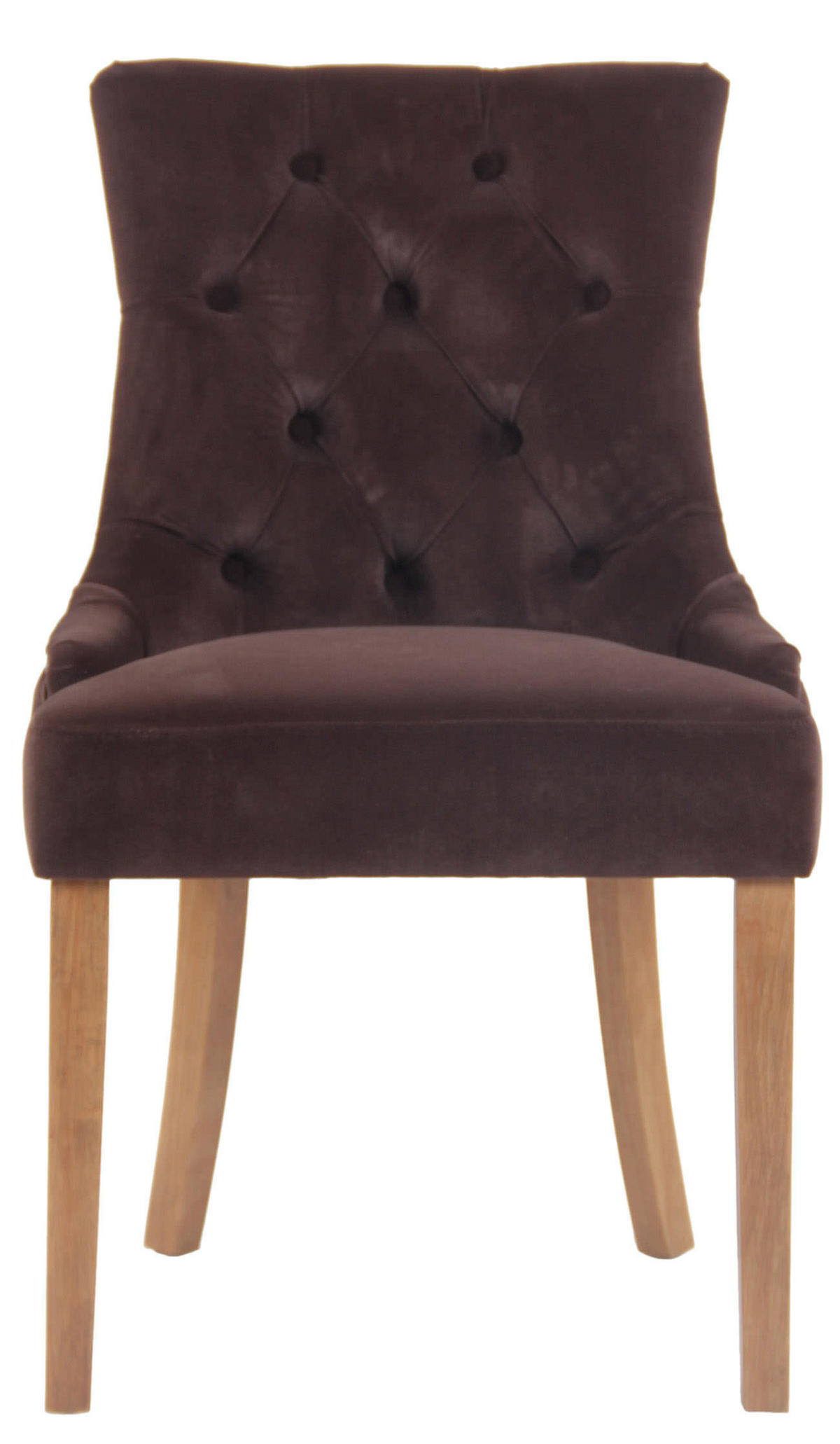 WOHNZIMMERSTUHL 4er Set Samt braun - Naturfarben/Braun, Holz/Textil (55/92/58cm) - CLP