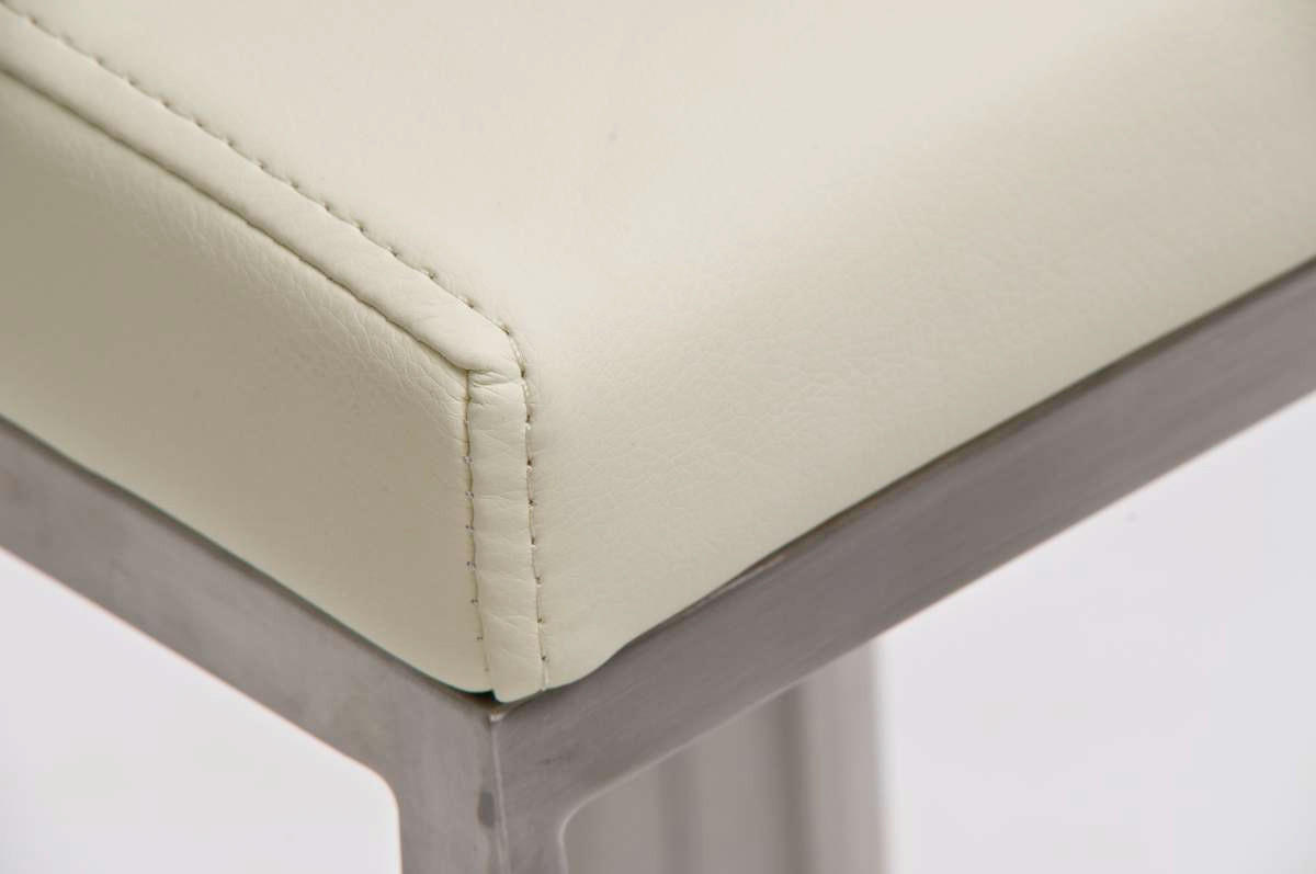 BARHOCKER Lederlook Creme - Edelstahlfarben/Creme, Textil/Metall (42/86/44cm) - CLP
