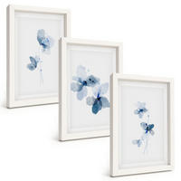 BILDER SET 3er Set - 20x30 cm Weißer Rahmen - Blaue Blumen - Weiß, Kunststoff (20/30cm) - TULUP