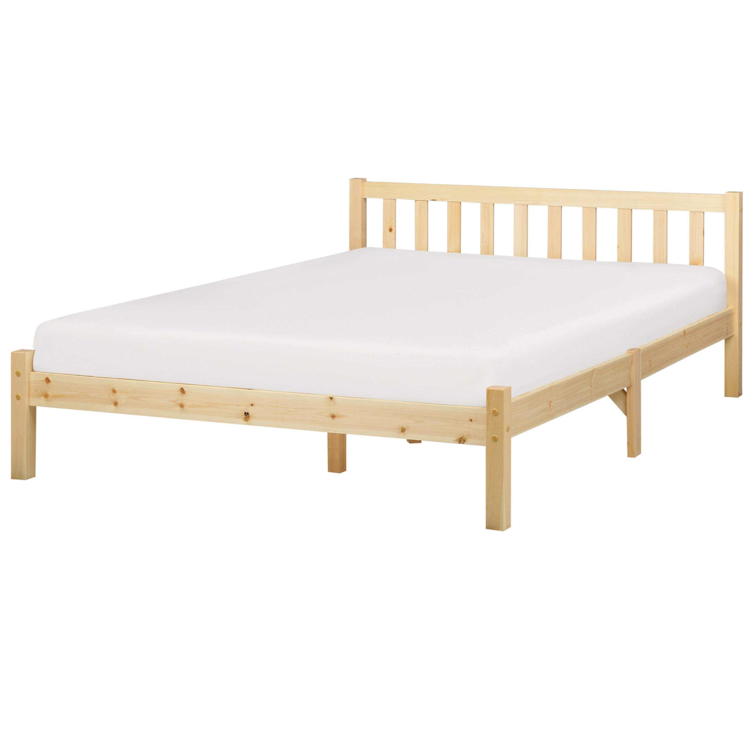 BETT mit Lattenrost 140x200 cm Heller Holzfarbton Florac - Hellbraun, Holz (140/200cm) - Beliani