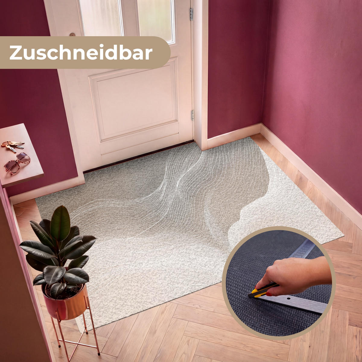 FUSSMATTE Wellenlinien - Luftströme - Harmonisch Schmutzfänger 180x120 cm - Beige, Kunststoff (180/120cm) - MuchoWow