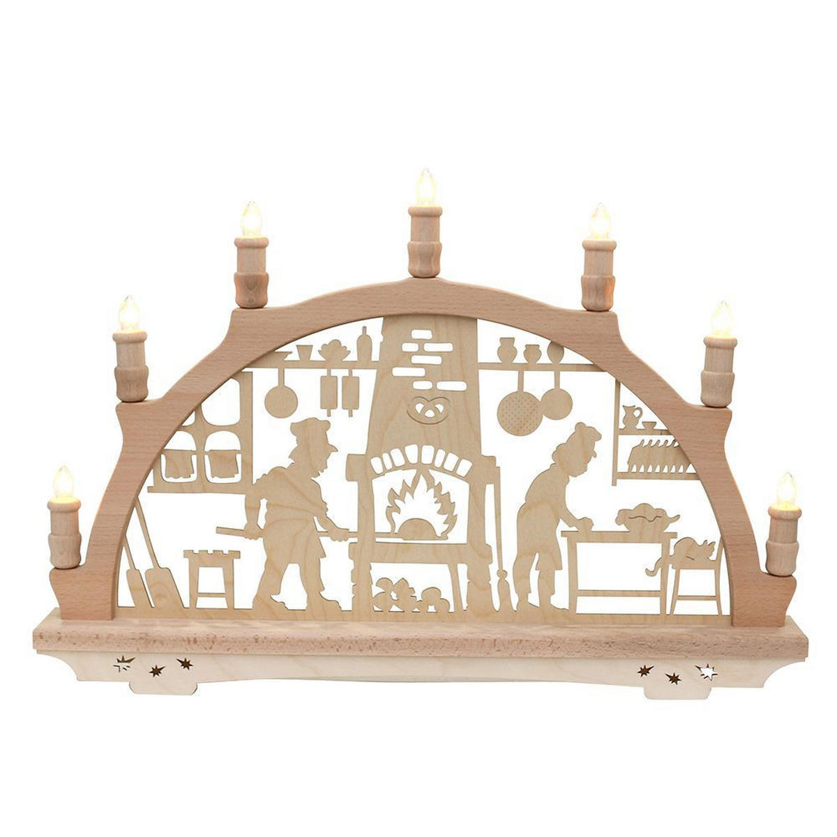 SCHWIBBOGEN Weihnachtsbäckerei 7-flammig - Multicolor, Holz (0.1/1/0.1cm) - Dekoteam24