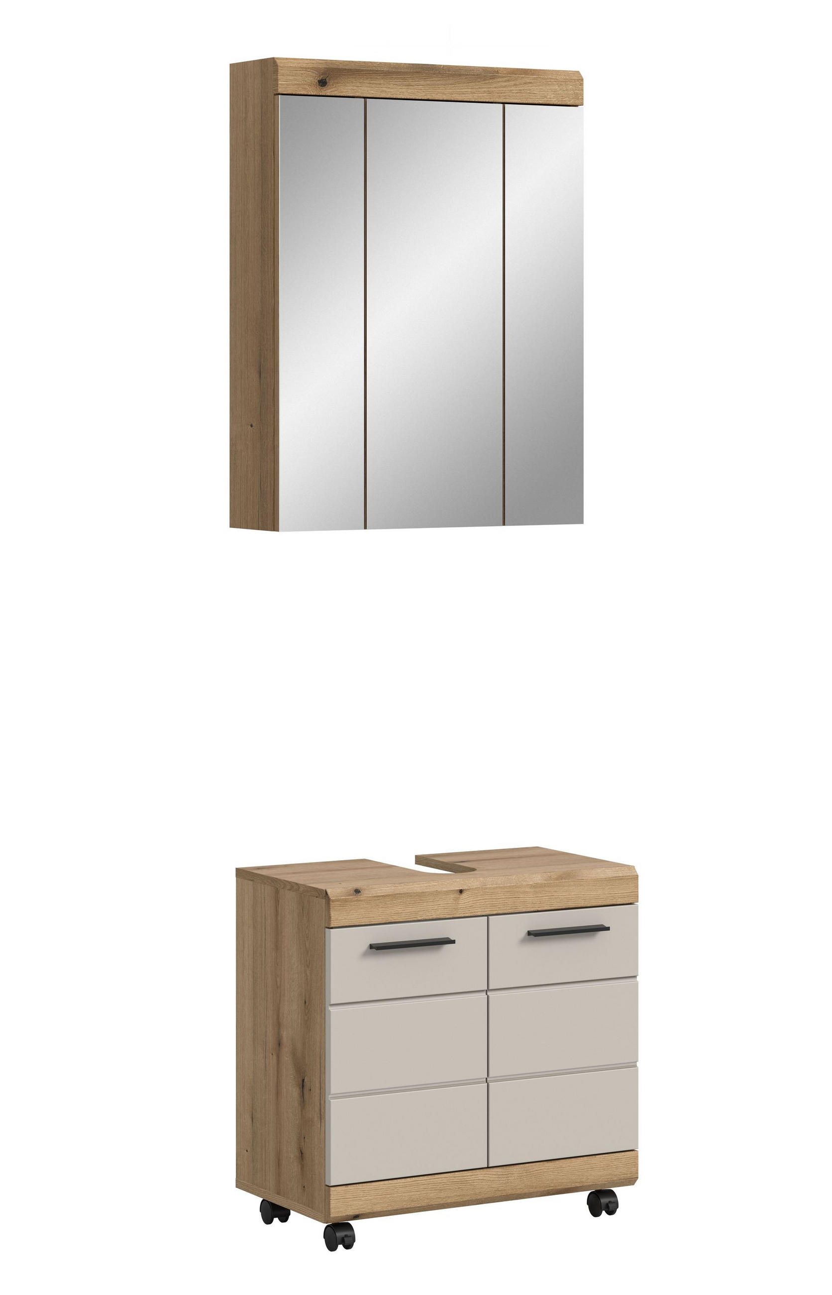 BADEZIMMER auf Rollen Vento 3-tlg. (B/H/T: ca. 60/191/34 cm) in Evoke Oak /- - Eichefarben, Holzwerkstoff (60/191/34cm)