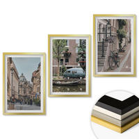 WANDBILDER 3er Set - 40x60 cm Goldrahmen - Stadtansichten von Gebäuden - Goldfarben, Kunststoff (40/60cm) - ArtPrintCave