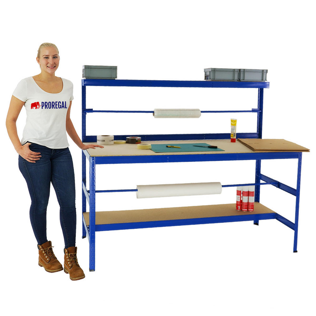 PACKTISCH Tiger Tragkraft 300 kg 150x180x75 cm Blau - Blau, Metall (180/150/75cm) - PROREGAL