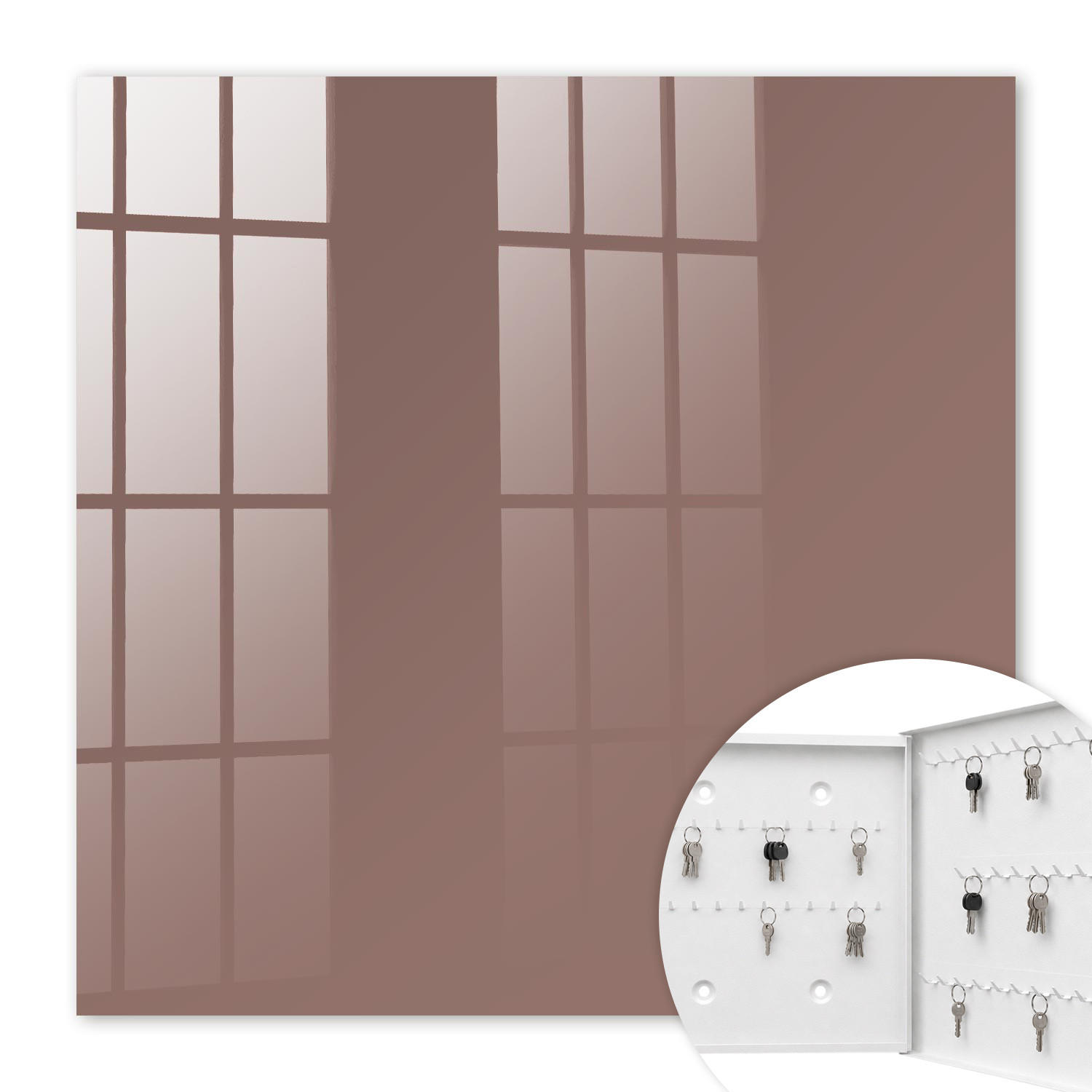 SCHLÜSSELBOX Weiß 30x30 cm – Türöffnung nach rechts - Hellbraun - Braun, Metall (30/30/5cm) - TULUP