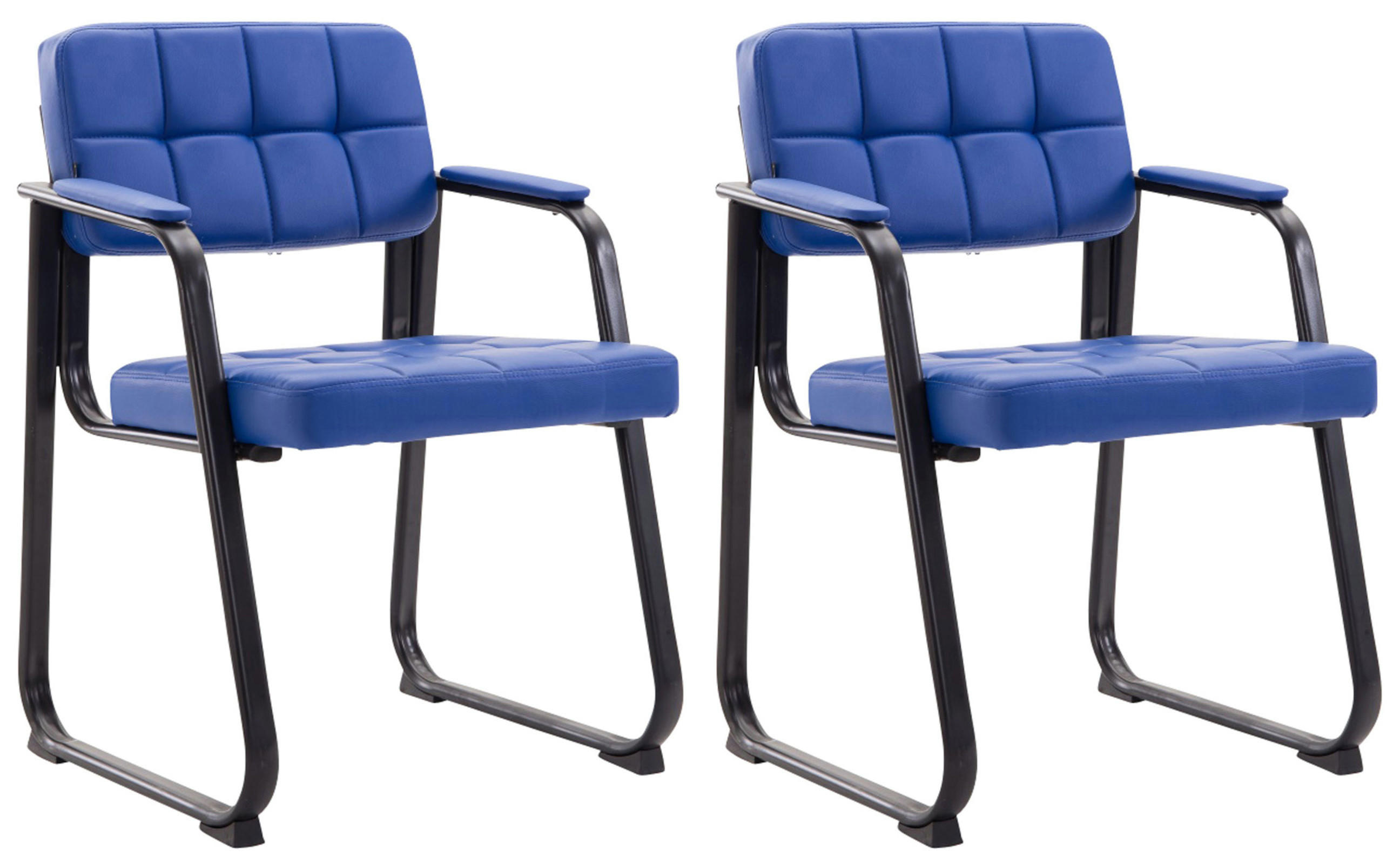 BESUCHERSTÜHLE Canam - 2er Set Kunstleder blau - Blau/Schwarz, Textil/Metall (59/84/58cm) - TPFLiving