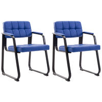BESUCHERSTÜHLE Canam - 2er Set Kunstleder blau - Blau/Schwarz, Textil/Metall (59/84/58cm) - TPFLiving