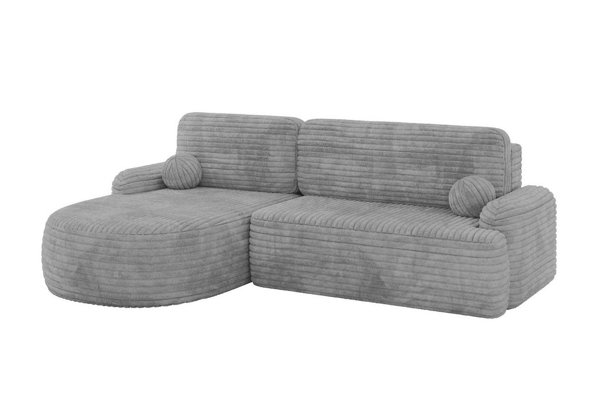 ECKSOFA mit Schlaffunktion und Bettkasten LIRA-L - 264x172x89 Hellgrau - Hellgrau, Holzwerkstoff/Textil (264/172cm) - ALTDECOR