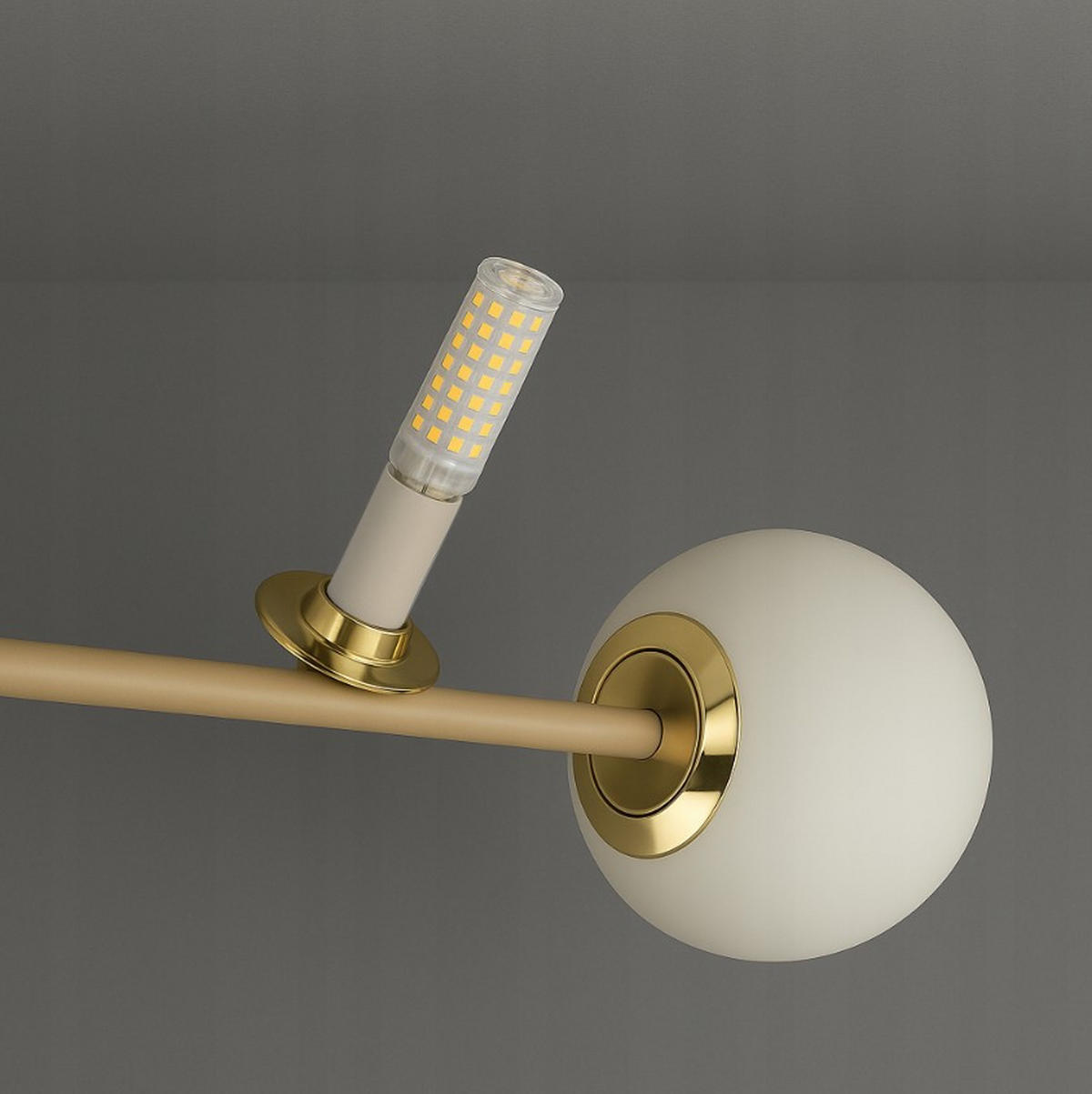 PENDELLEUCHTE ECRU II - Beige/Goldfarben, Glas/Metall (35/88/100cm) - kiki design