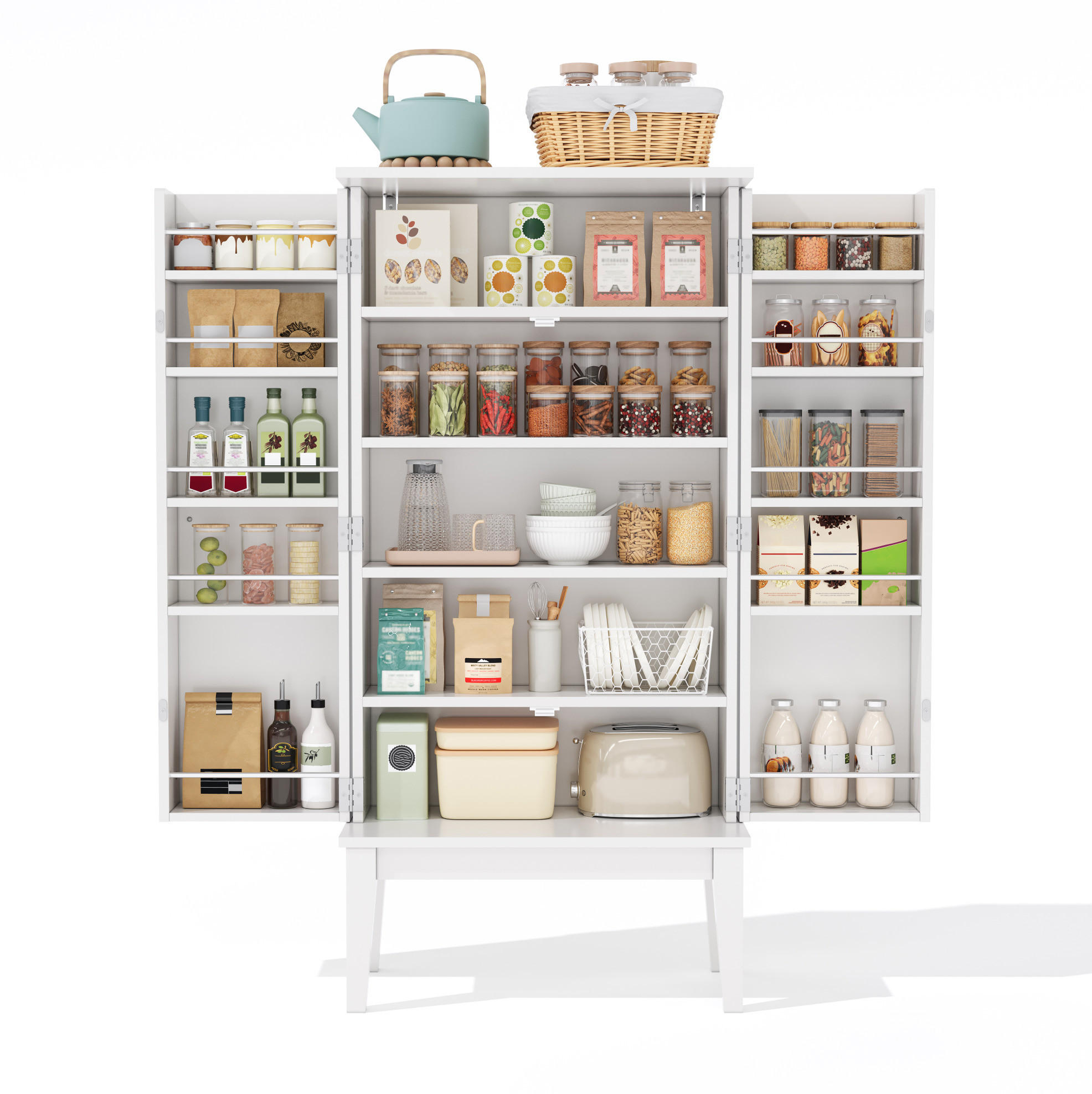 BUFFET 120/30/59 cm Weiß aus MDF mit 2 Türen - Weiß, Holzwerkstoff (59/120/30cm) - OKWISH