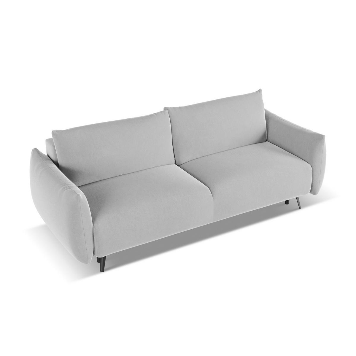 3-SITZER SOFA mit Schlaffunktion Samt Stoff Grau - Schwarz/Grau, Textil/Metall (230/86/105cm) - LaMiaSofa