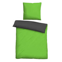 BETTWÄSCHE-GARNITUR Mikrofaser UNI apfelgrün, 200x200 cm + 80x80 cm - Hellgrün, Textil (200/200cm) - Castell
