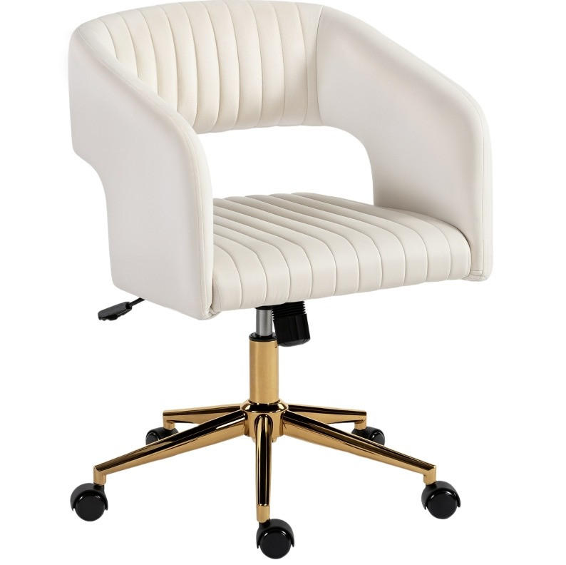 DREHSTUHL 62/61/76-84 cm cremeweiß aus Polyester höhenverstellbar - Creme, Kunststoff (61/84/62cm) - OKWISH