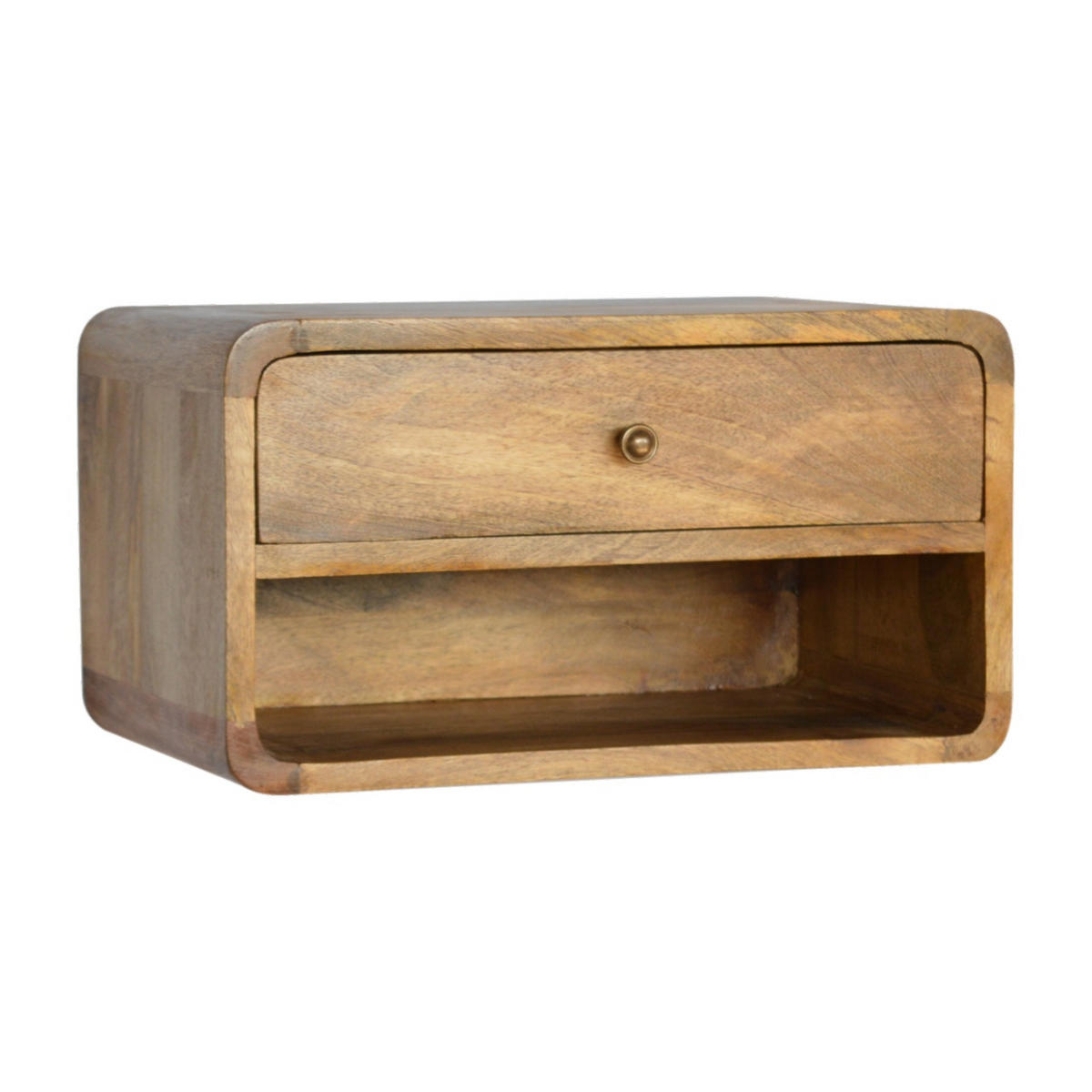 NACHTTISCH aus Massivholz - Eichefarben/Messingfarben, Holz/Metall (45/25/32cm) - Artisan Furniture