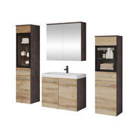 BADMÖBEL-SET Madrit II - Eichefarben/Silberfarben, Holzwerkstoff/Kunststoff (132/132/30cm) - MIRJAN24