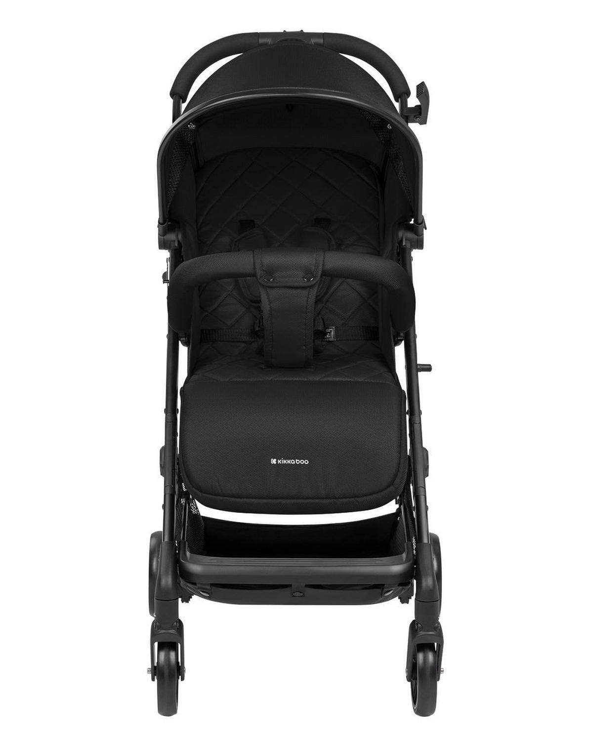 KINDERWAGEN Miley mit Fußsack schwarz gemustert Fußstütze verstellbar, klappbar, Korb - Schwarz, Metall (64/52/100cm) - Kikka boo