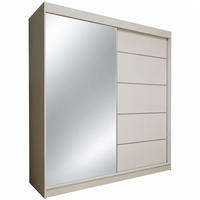 KLEIDERSCHRANK Malika 200 cm Weiß Spiegel 2 Schubladen Griffe silber - Weiß, Holzwerkstoff (200/216/61cm) - KS Home Concept