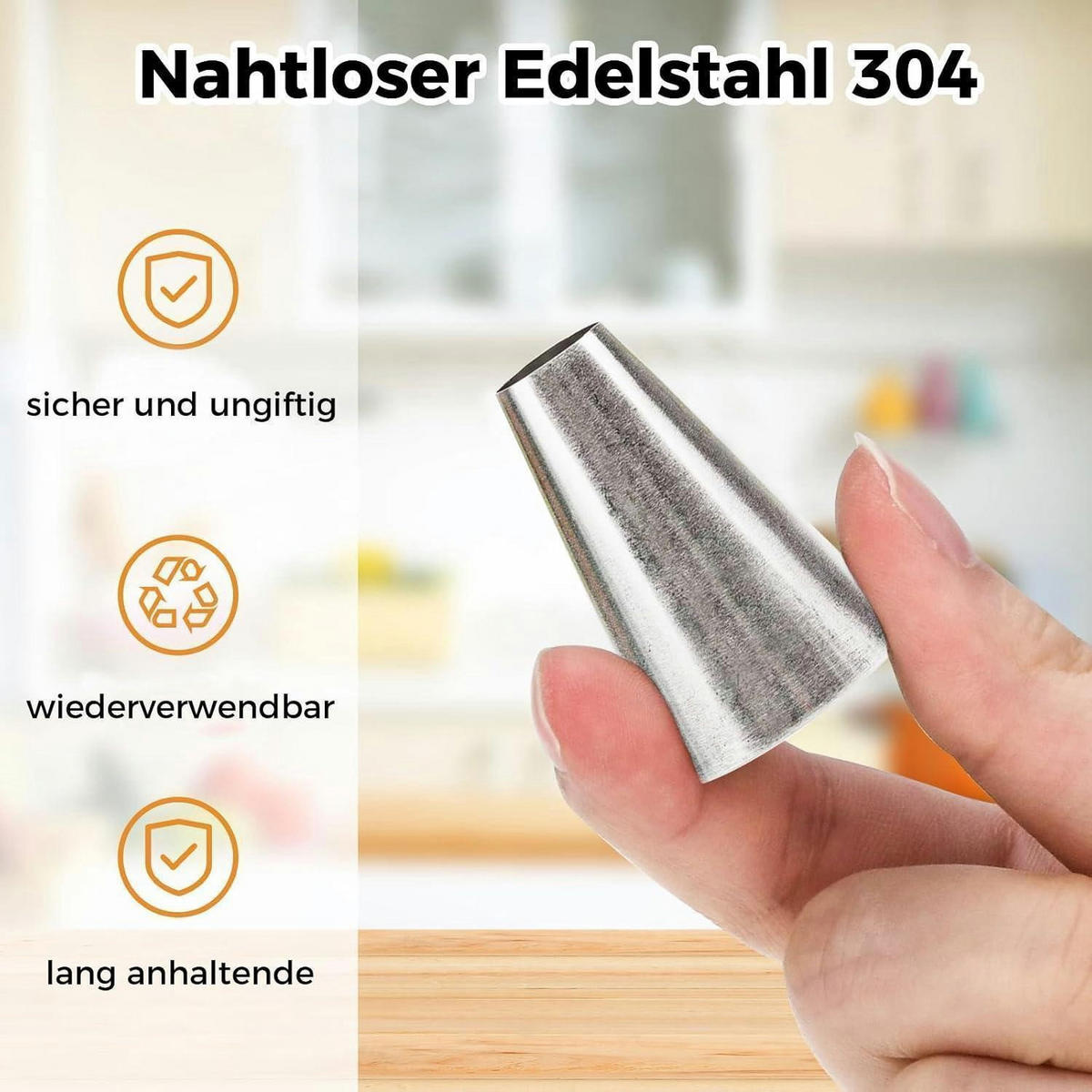 SPRITZBEUTEL Set 29-teilig Edelstahl mit Reinigungsbürste - Silberfarben, Metall (16/1/29.5cm)