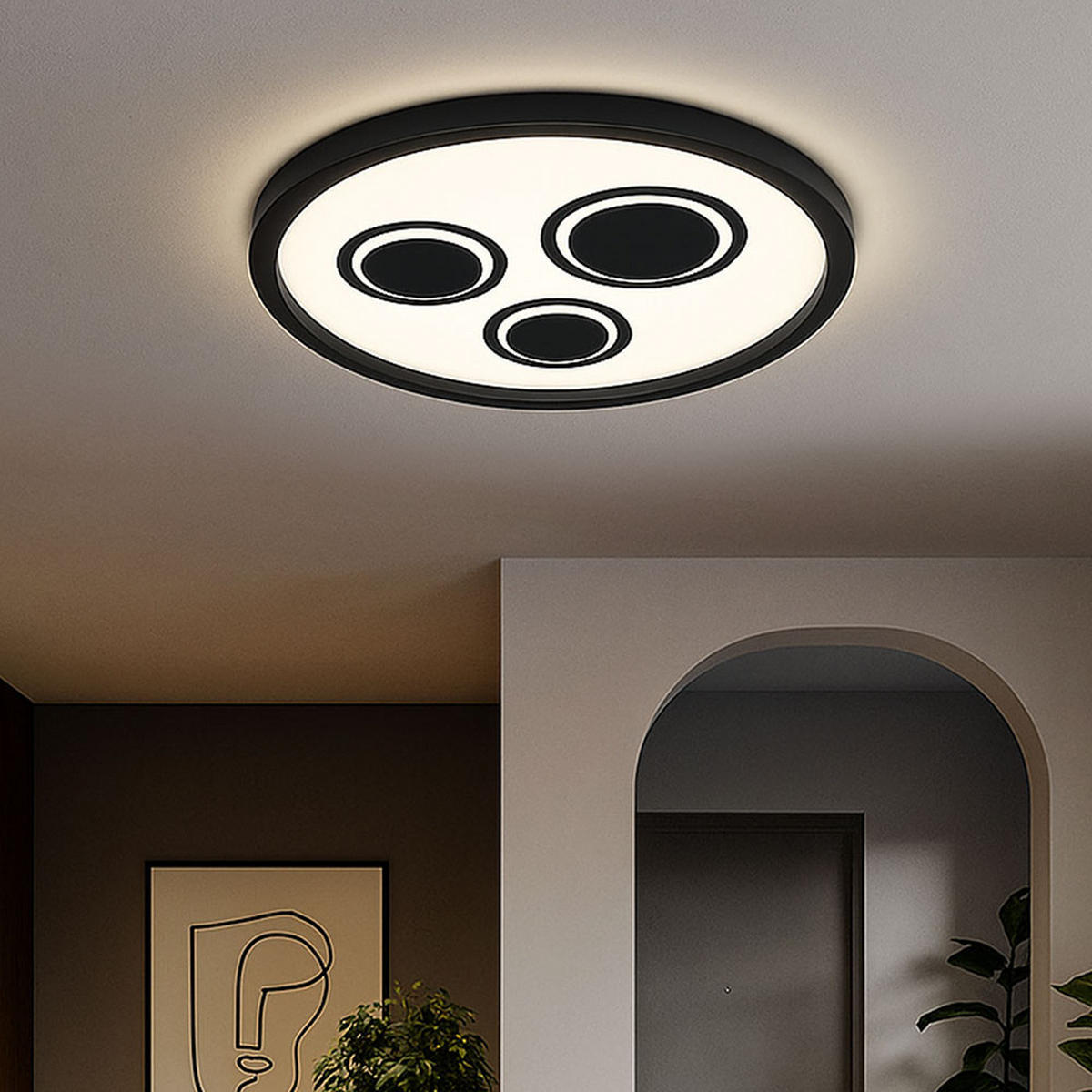 LED DECKENLEUCHTE Schwarz Backlight - Schwarz, Kunststoff (42.3/42.3/3.7cm) - Briloner