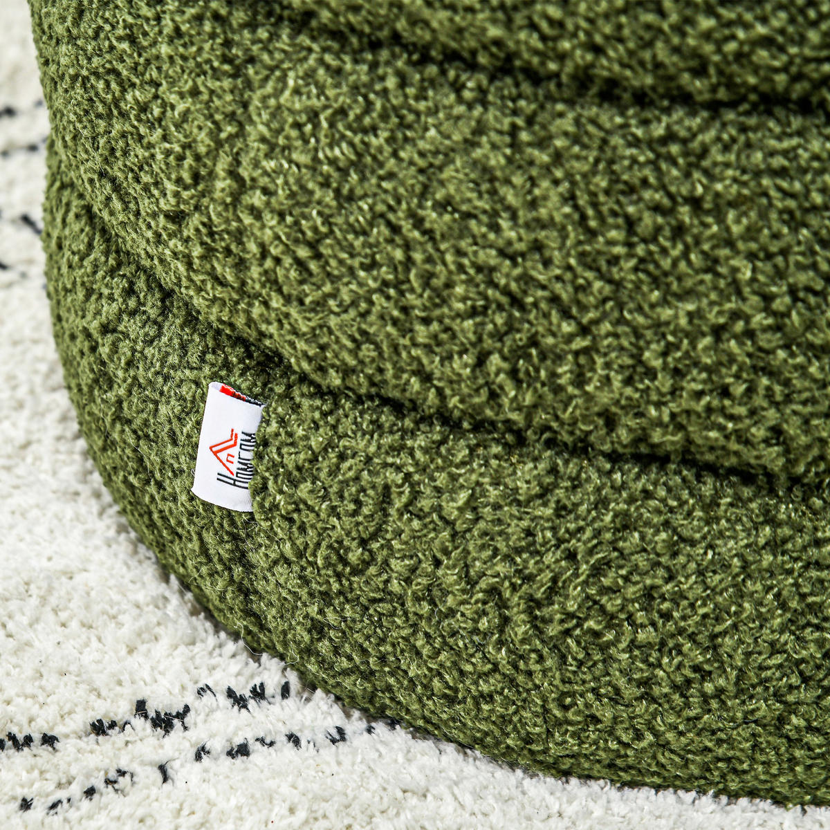 HOCKER DE-07209 rund mit Teddyfleece Grün - Grün, Holz/Textil (40/45/40cm) - ComfortXL