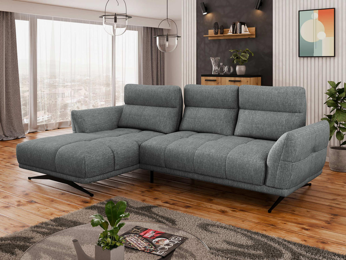 ECKSOFA Giovanni Z LCH, Seite: Links LC-2R - Schwarz/Grau, Holz/Textil (298/195cm) - MIRJAN24