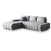 ECKSOFA ALESE L-S Hellgrau Velours-Stoff mit Schlaffunktion - Hellgrau, Holz (265/185cm) - MASSENO