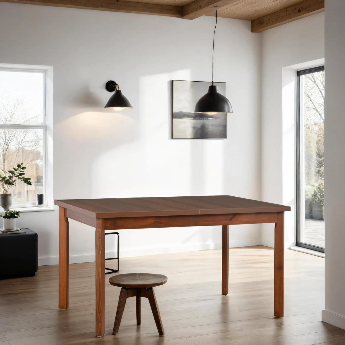 TISCH Max V-P Nussbaum, Klapptisch mit Holz Beine - Nussbaumfarben, Holz/Holzwerkstoff (120/80/78cm) - Bettso