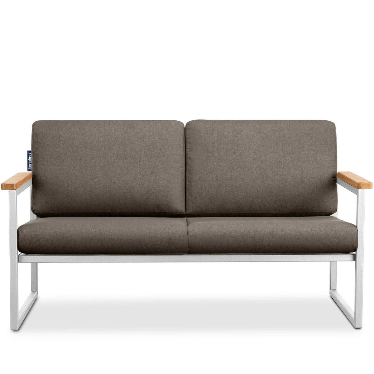 GARTENSOFA TRIBO 2-Personen ,Weiß/Beige - Beige/Weiß, Holz/Textil (130/65/60cm) - KONSIMO®