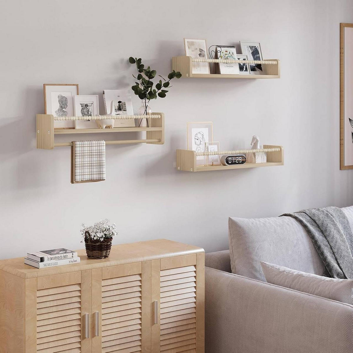 KINDER-WANDREGAL 3er Set, Massivholz, 60 x 15 x 14 cm - Naturfarben, Holz (60/15/14cm) - Woltu
