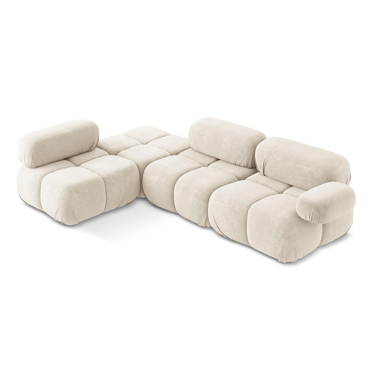 ECKSOFA Links Chenille Stoff Beige - Beige/Creme, Kunststoff/Textil (190/285cm) - LaMiaSofa