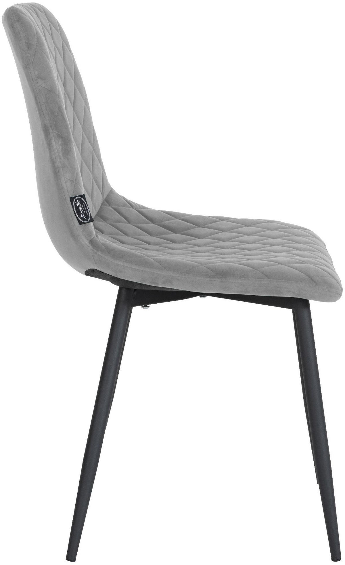 STUHL Samt grau - Schwarz/Grau, Textil/Metall (45/83/57cm) - CLP