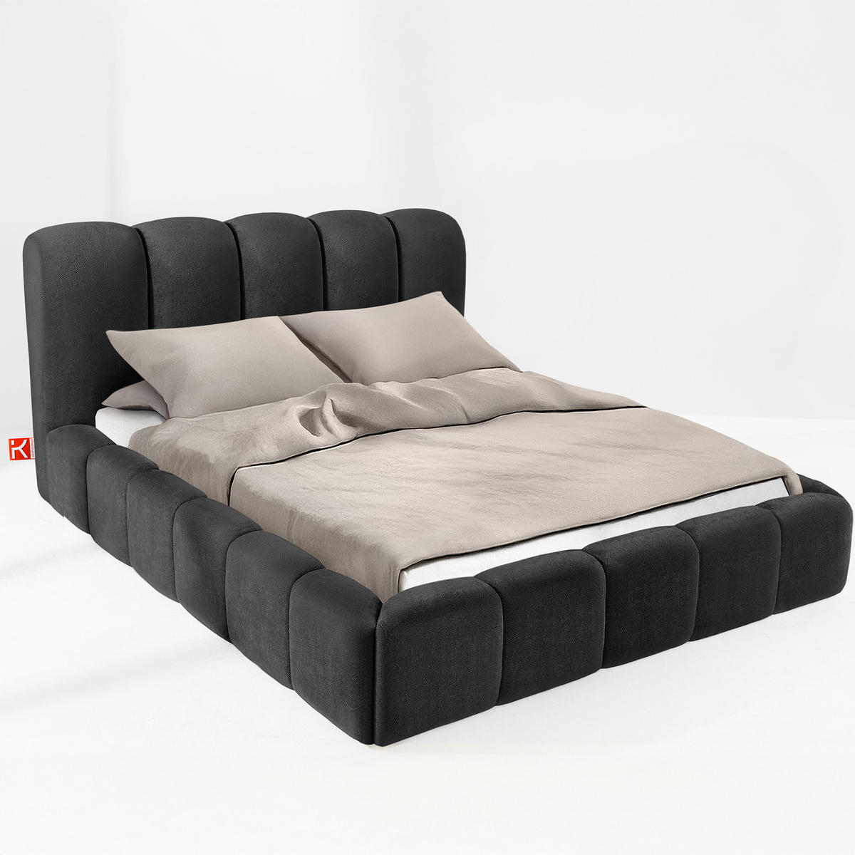 POLSTERBETT MERIDE Chenille, Anthrazit - Anthrazit/Schwarz, Holz/Textil (160/200cm) - KONSIMO®