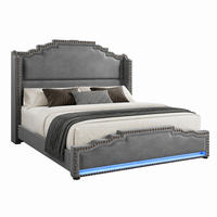 BETT mit 4 Schubladen, LED und USB-C 160x200 cm Samt Grau - Grau, Metall (160/200cm) - Meubliv