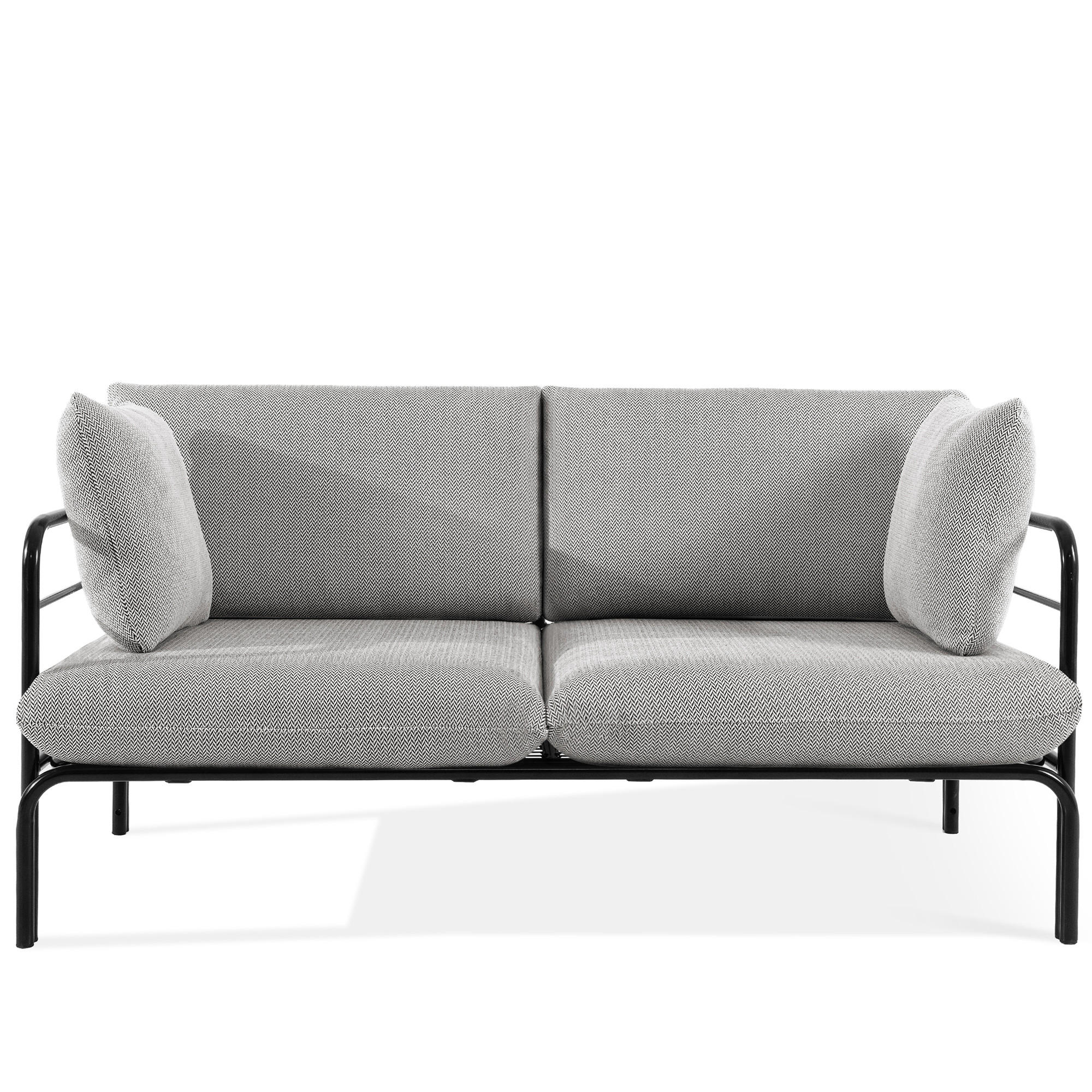 GARTENSOFA RAMBE 2-Personen mit Kissen, Anthrazit - Dunkelgrau/Anthrazit, Textil/Metall (150/80/80cm) - KONSIMO®