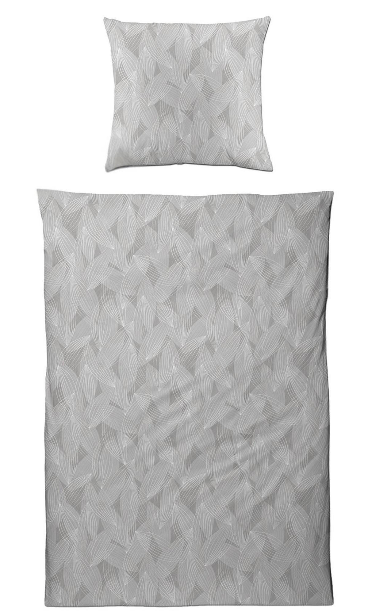 INTERLOCK-JERSEY-BETTWÄSCHE 155x220 Muster Grau Bettbezug Baumwolle - Made in Germany - Grau, Textil (155/220cm) - Carpe Sonno