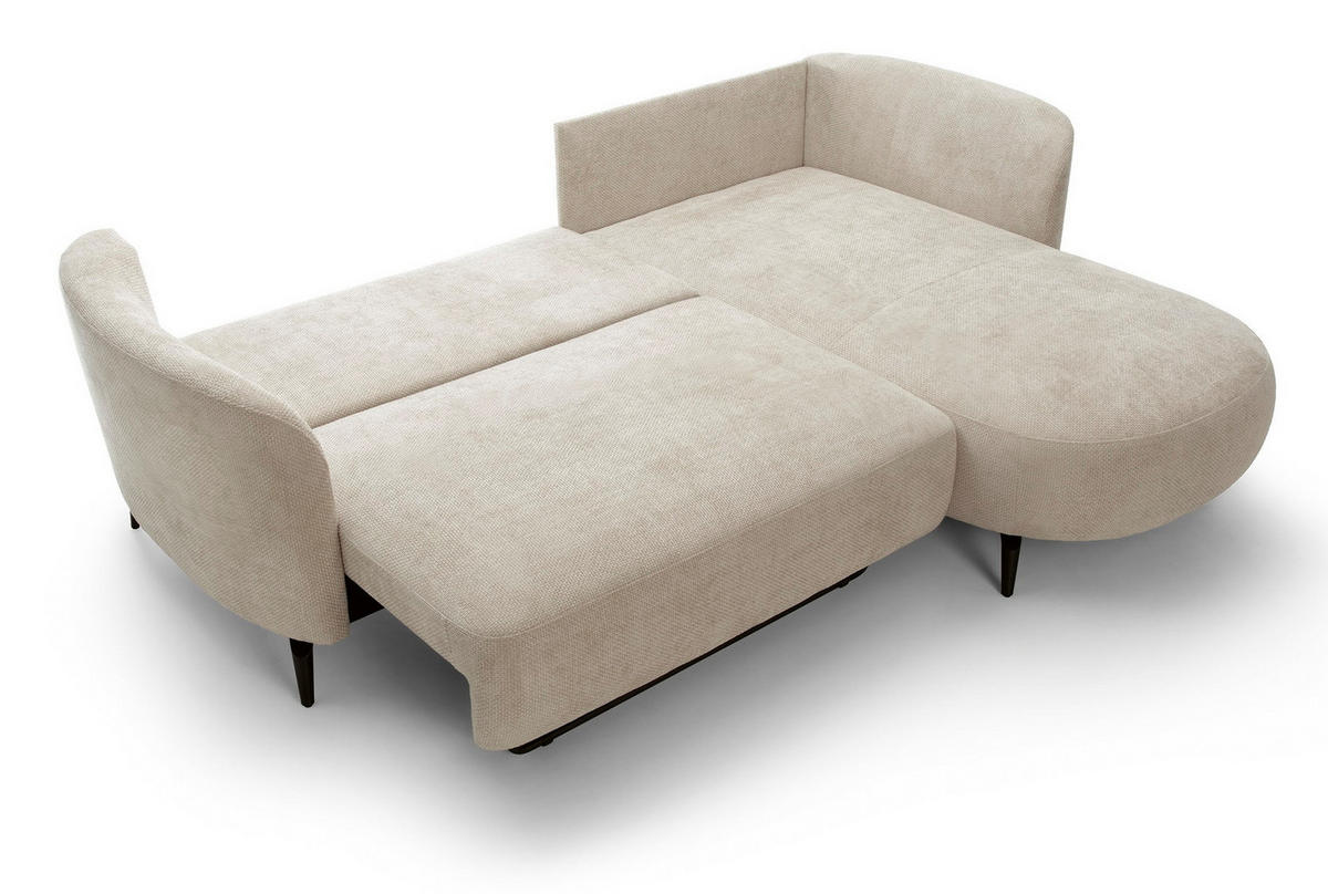 ECKSOFA auf Füßen Kendra 260 cm mit Schlaffunktion, Rechts, Beige - Beige, Holz (180/260cm) - Emporius