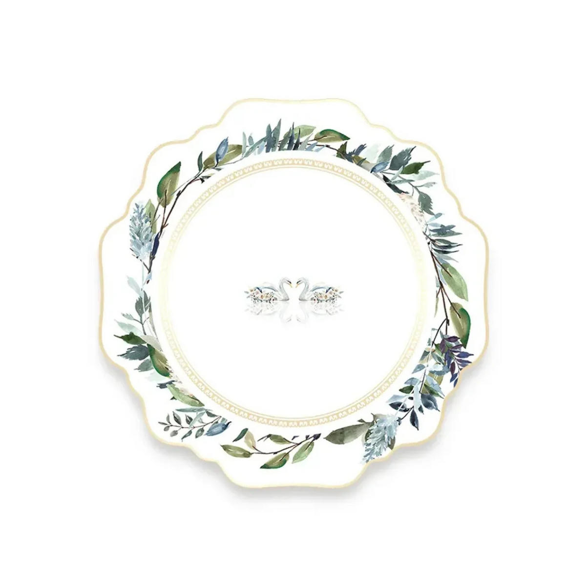 TELLERSET Blumengeschirr Bone China Weiß Gold 4tlg Ø30 Ø27 Ø20 Ø16 c - Roségold/Goldfarben, Keramik (30/2/2cm) - Quality Elegance