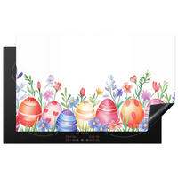 HERDABDECKPLATTE Blumengarten - Bunt - Eier Ceranfeldabdeckung 85x52 cm - Weiß, Kunststoff (85/52/0.2cm) - MuchoWow