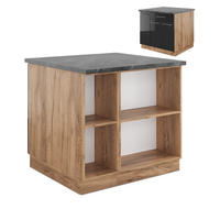 KÜCHENINSEL Fame-Line Anthrazit Hochglanz/Goldkraft Eiche 90 cm ohne AP - Honigeiche/Anthrazit, Holzwerkstoff (90/82/60cm) - Vicco