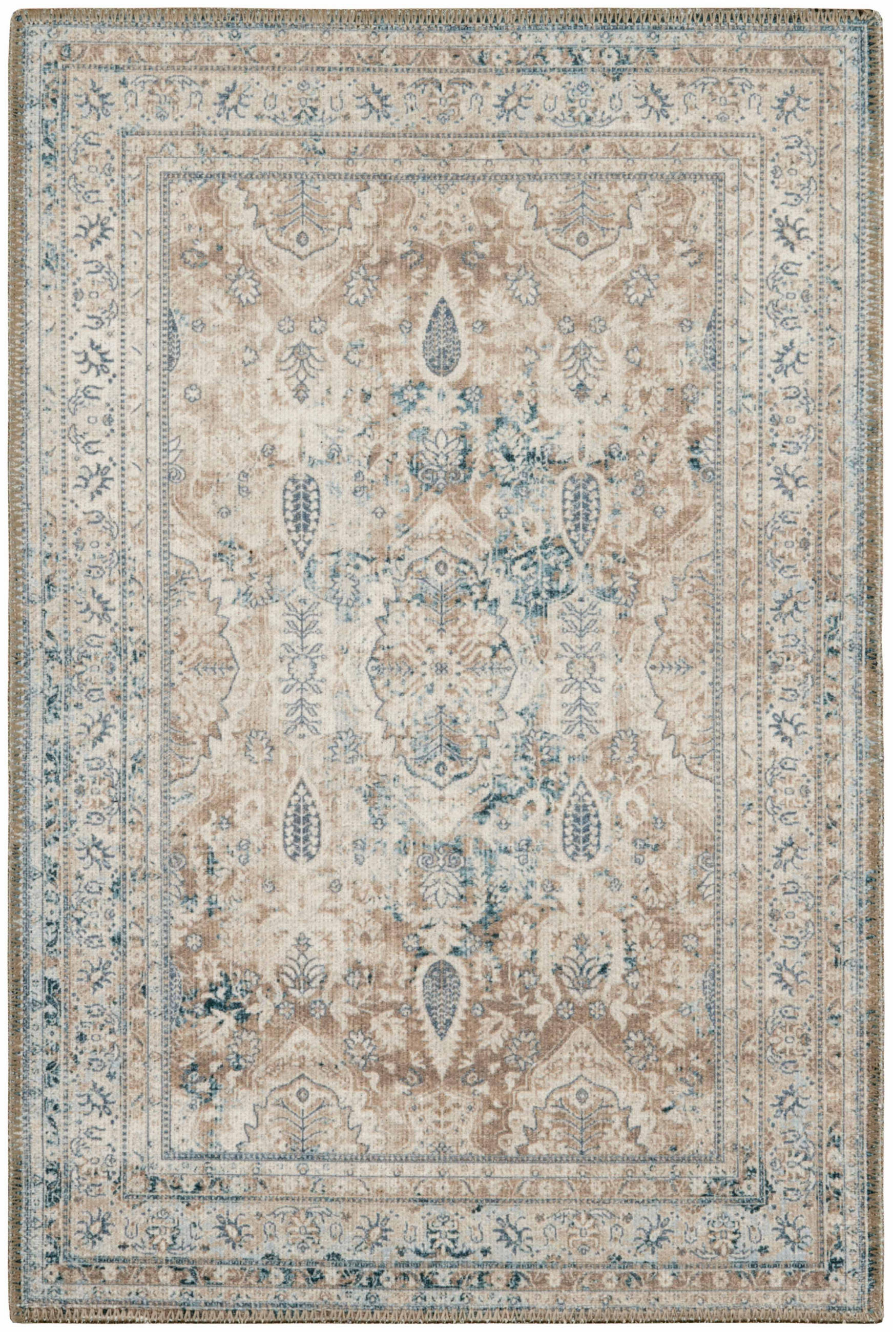 VINTAGE-TEPPICH mit abgenutztem Blumenmuster Carry 67x100 cm - Blau, Textil (67/100cm) - Nazar Rugs