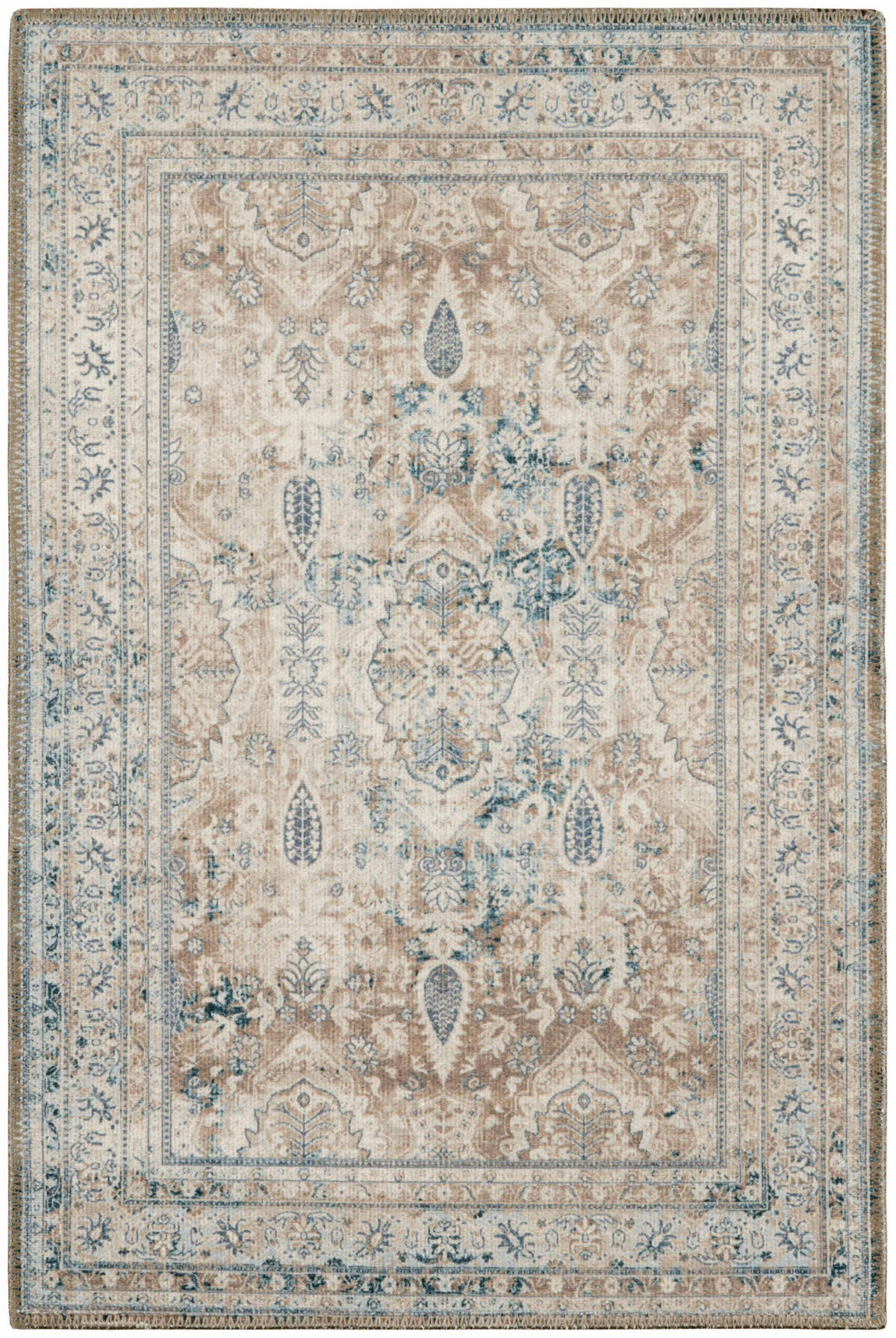 VINTAGE-TEPPICH mit abgenutztem Blumenmuster Carry 67x100 cm - Blau, Textil (67/100cm) - Nazar Rugs