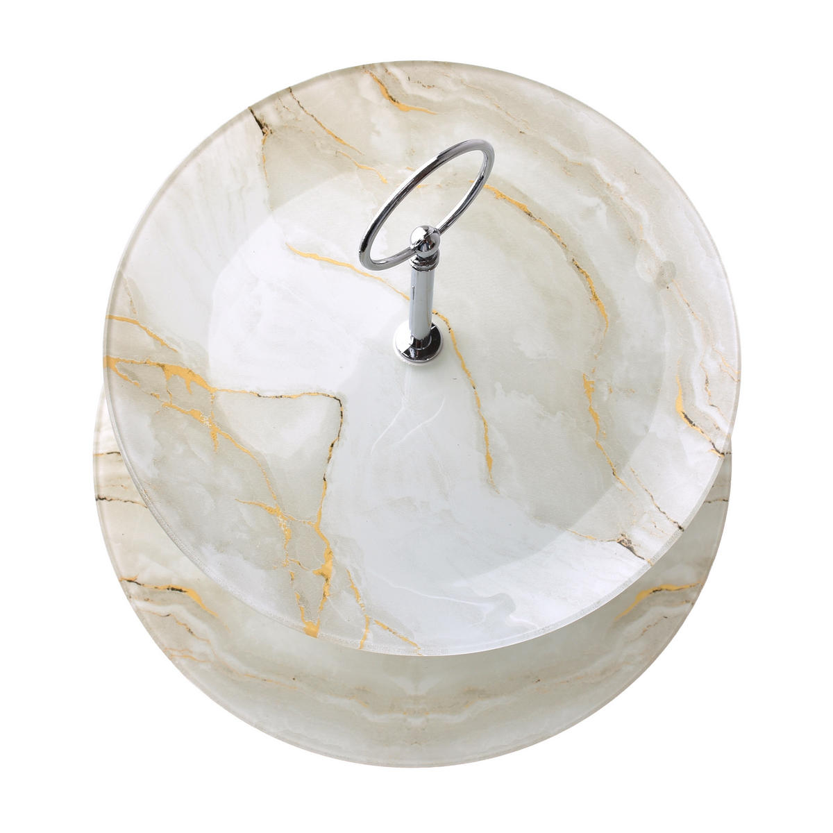 PATERA dvoupatrová 20/25 cm - šedá, sklo (25/25/25cm) - Mondex