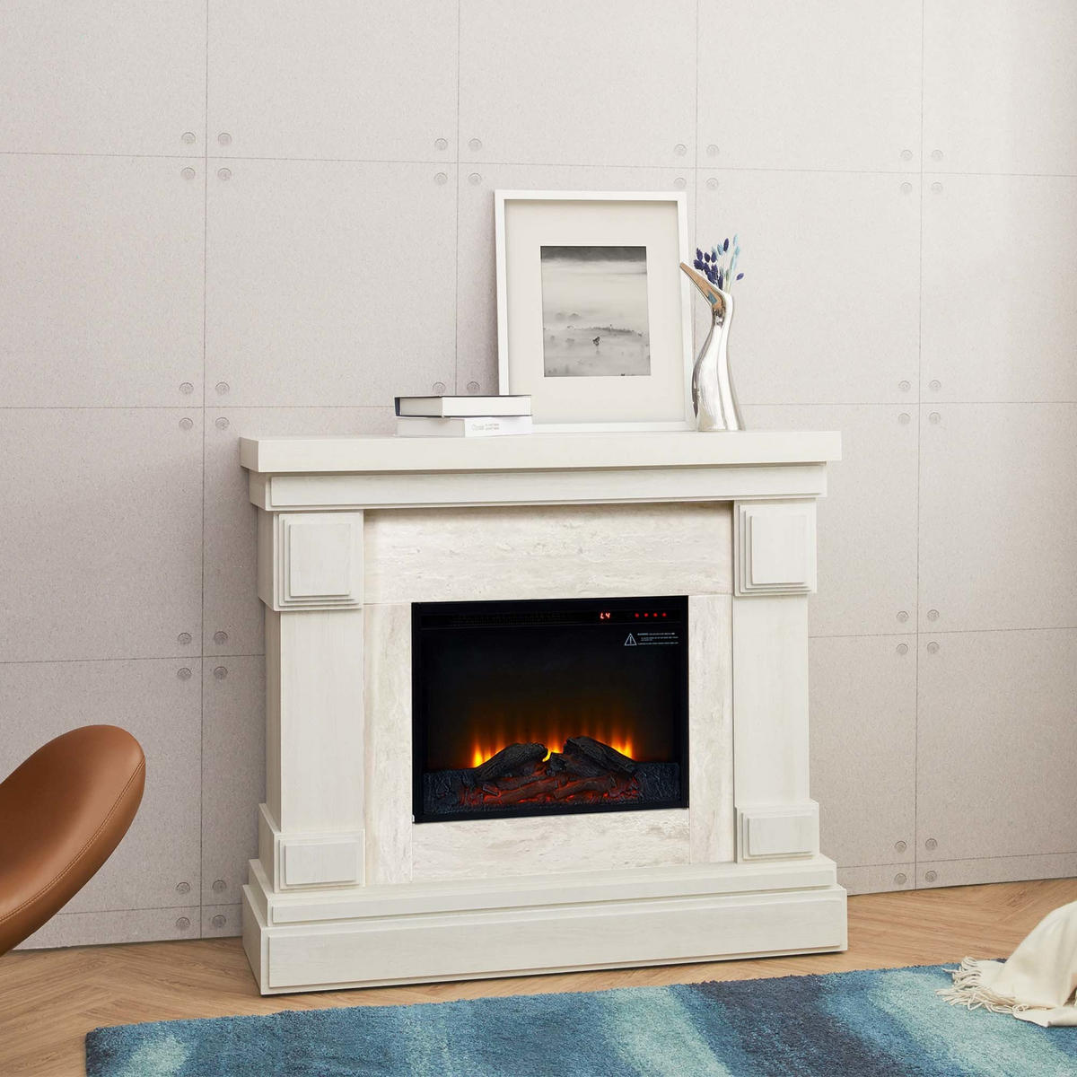 ELEKTROKAMIN Weiß - Creme, Holzwerkstoff (39.4/108/108cm) - Teamson Home