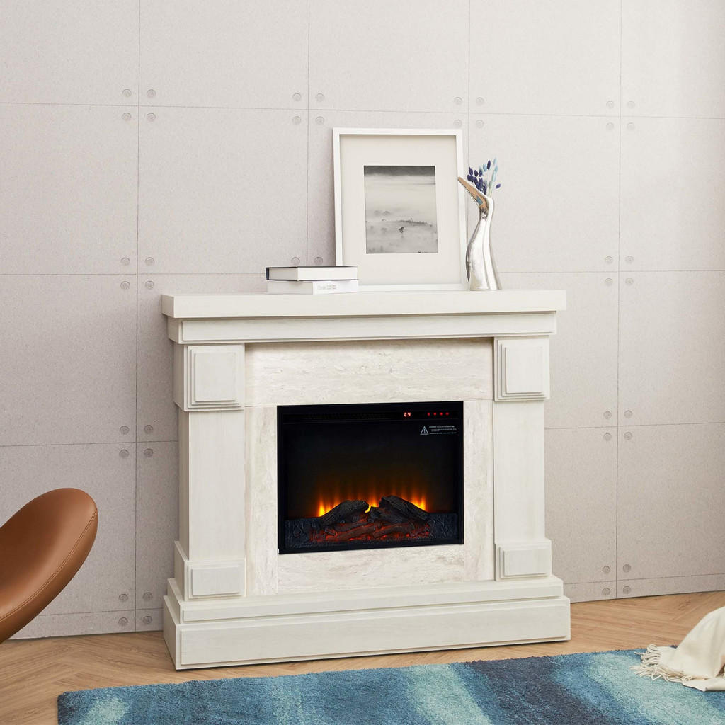 Thumbnail - Teamson Home Elektrokamin, Creme, Holzwerkstoff, 39.4x108x108 cm, Freizeit, Heizen & Kühlen, Elektrokamine