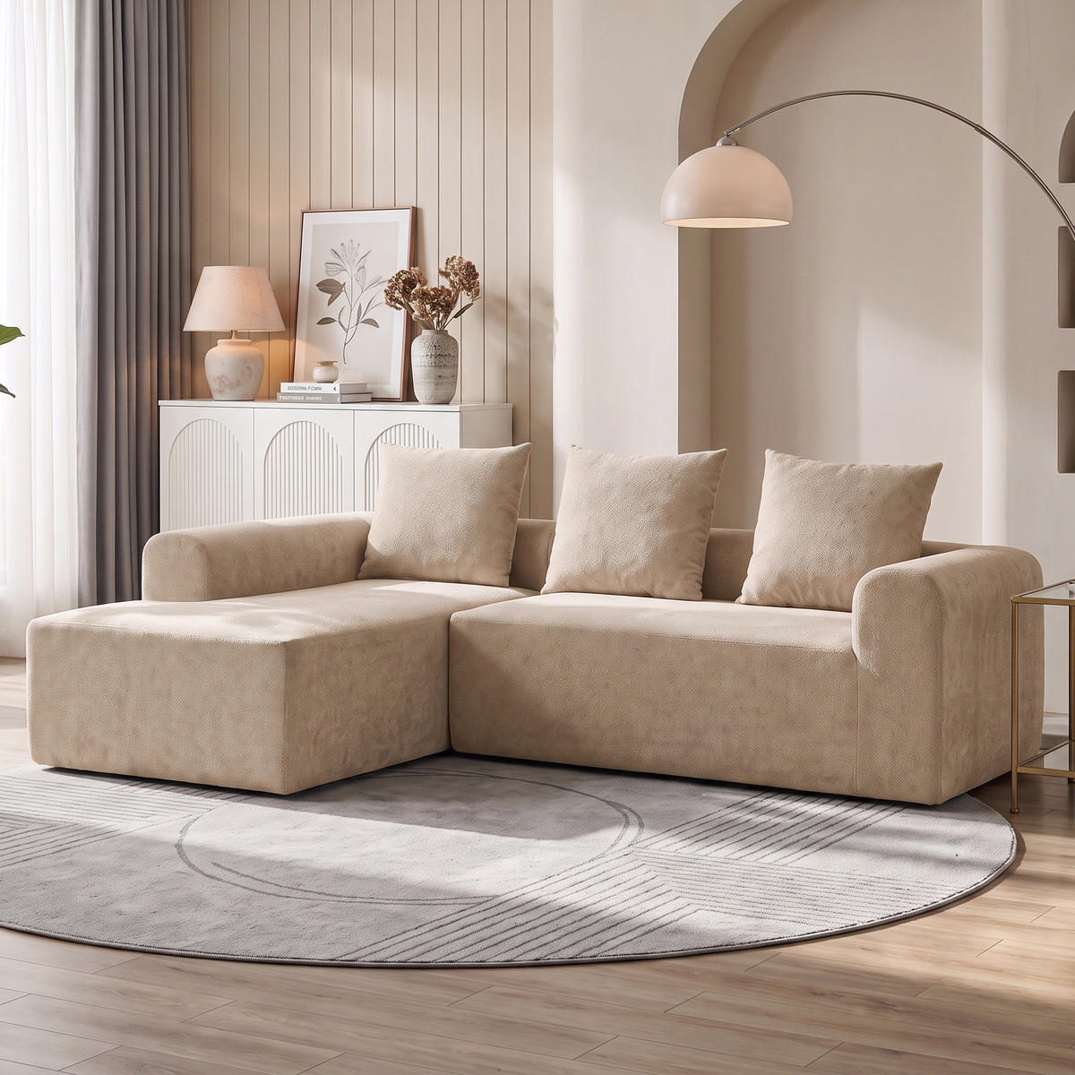 ECKSOFA Polyester Beige - Beige, Textil (178/242cm) - HOMCOM