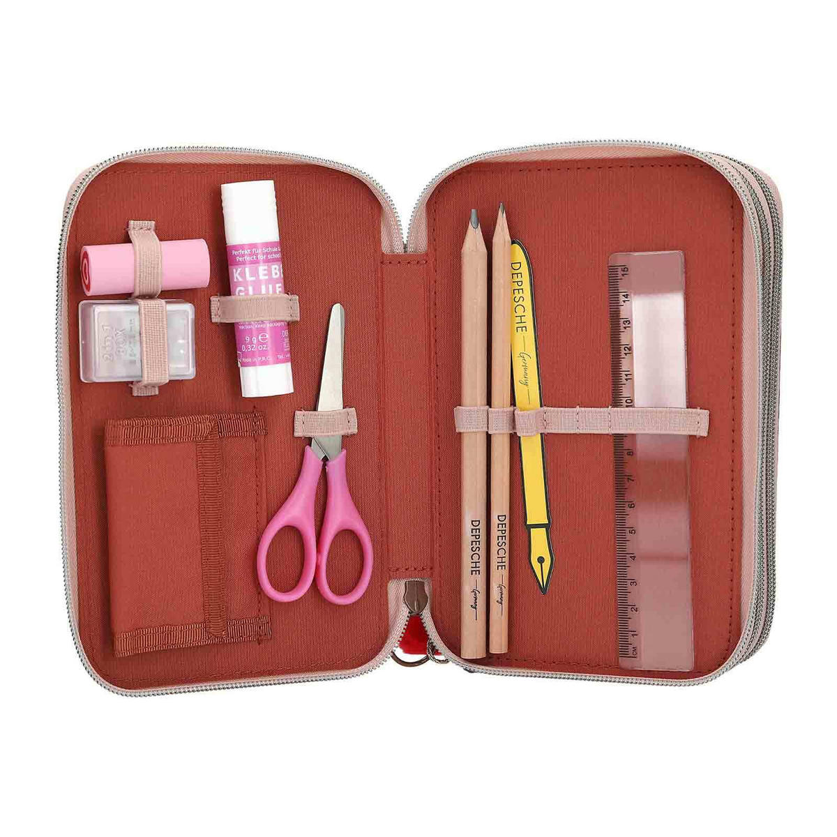 3-FACH FEDERTASCHE FUR-EVER FRIENDS TOPModel rosa 7,5 x 13 x 20 cm - Rosa, Kunststoff (13/20/7.5cm) - Depesche Germany